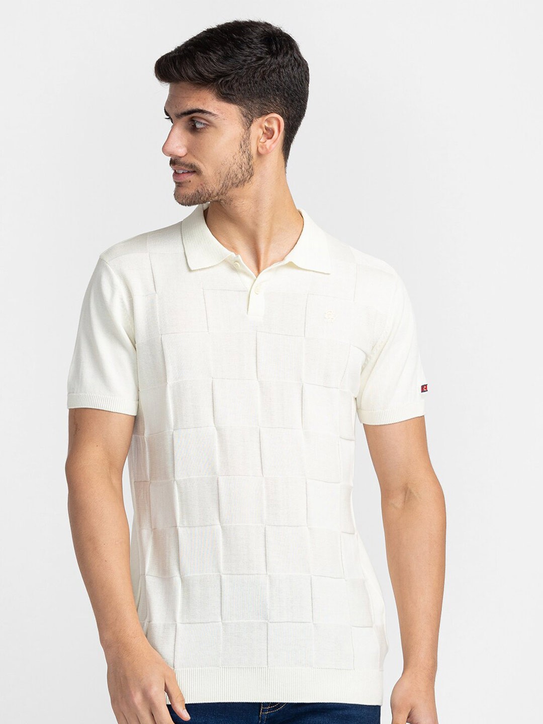 

Being Human Self Design Polo Collar Casual T-shirt, White