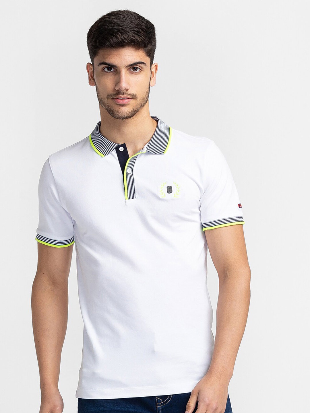 

Being Human Half Sleeve Polo Collar Casual T-shirt, White