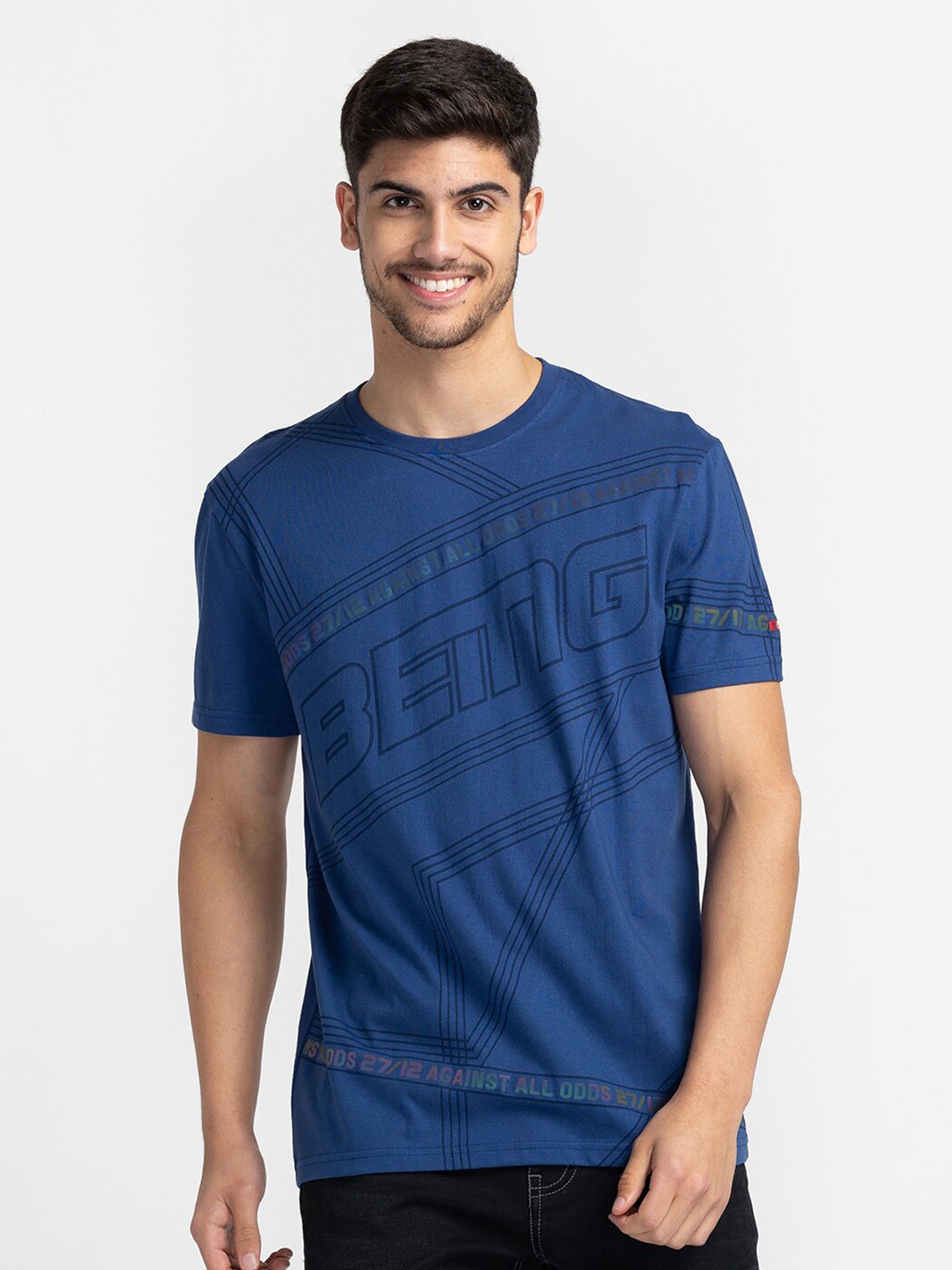 

Being Human Typography Printed Casual T-shirt, Blue