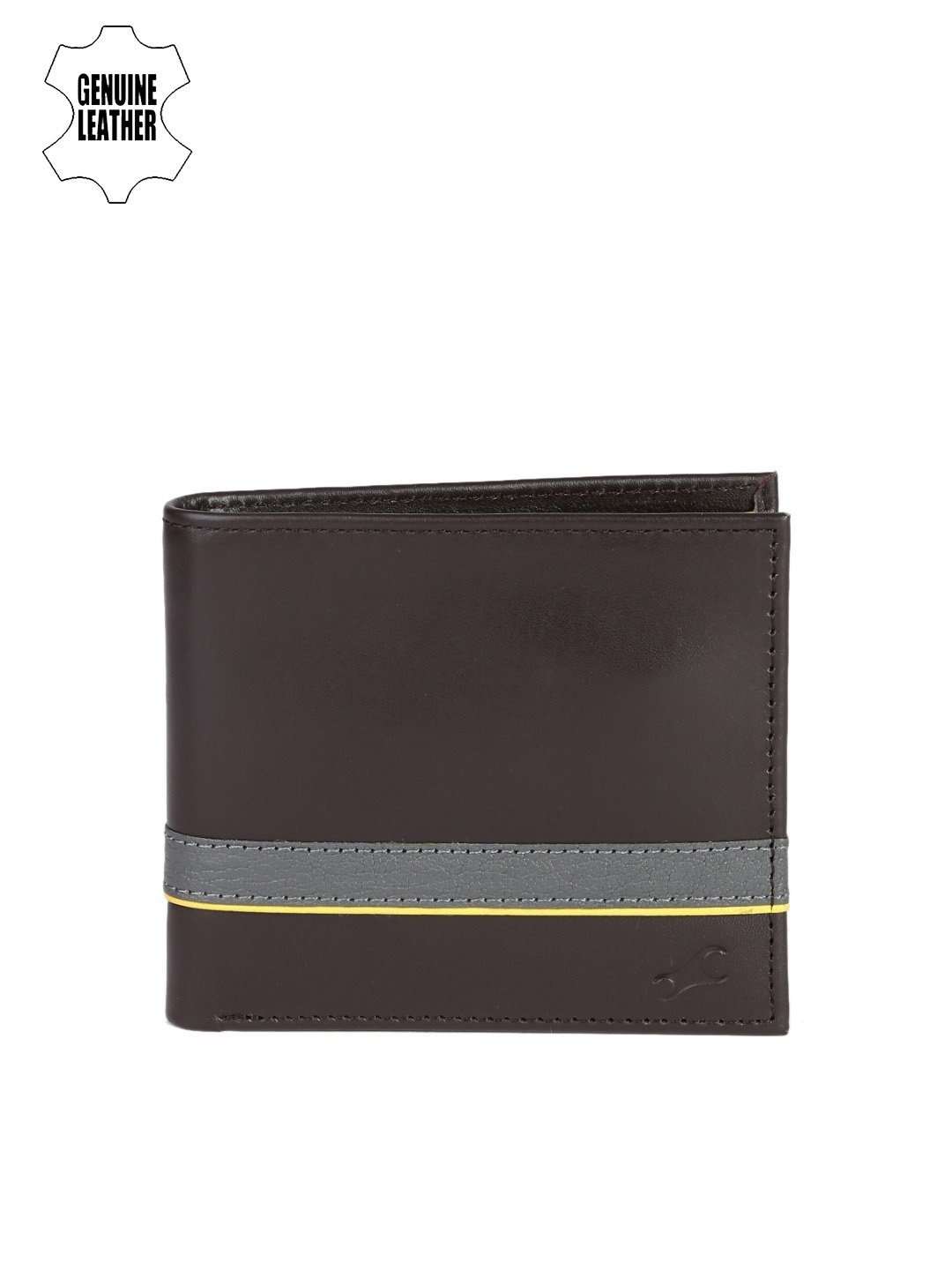 

Fastrack Men Brown & Grey Solid Two Fold Genuine Leather Wallet
