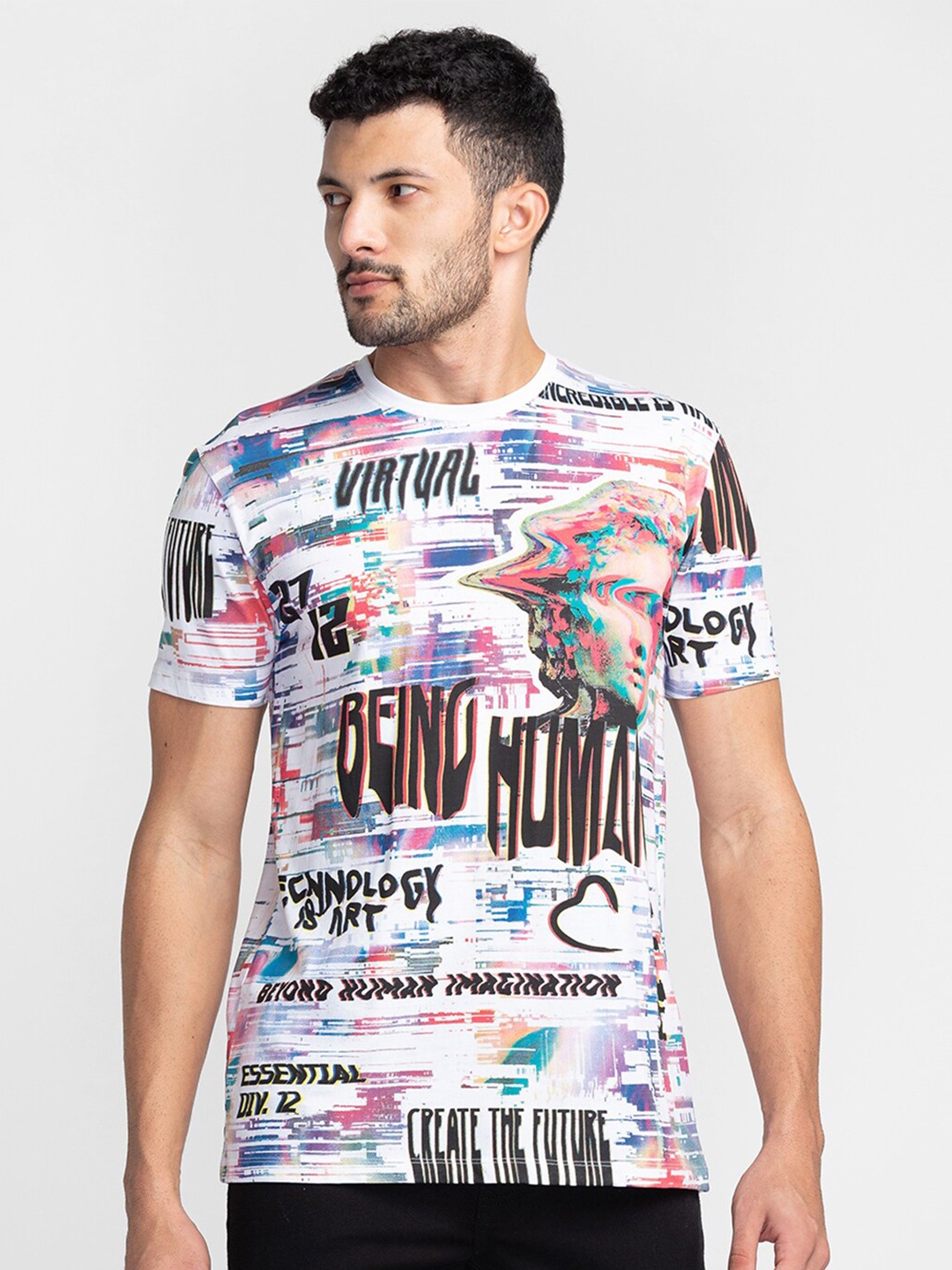 

Being Human Typography Printed Round Neck T-shirt, White