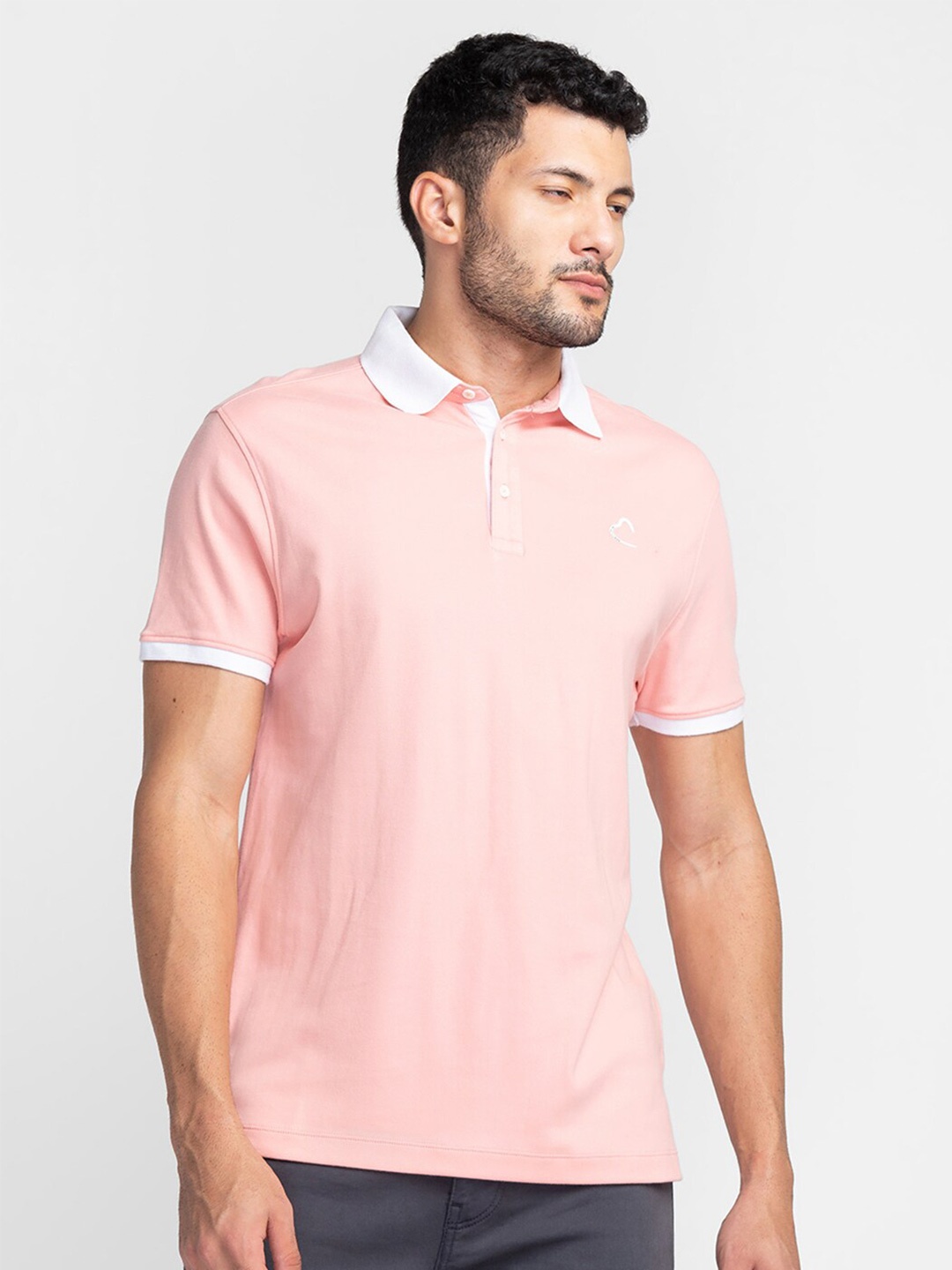 

Being Human Polo Collar Cotton T-shirt, Pink