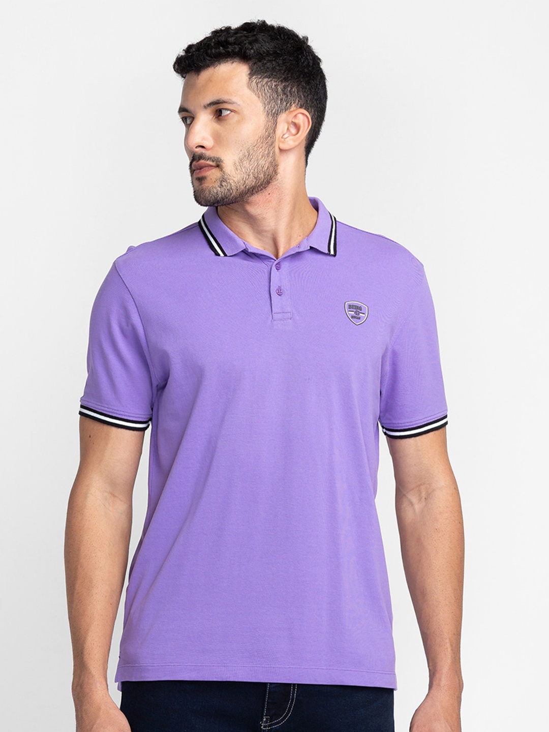

Being Human Polo Collar T-shirt, Purple