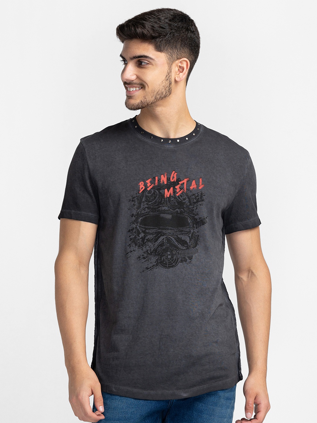 

Being Human Men Grey Printed T-shirt