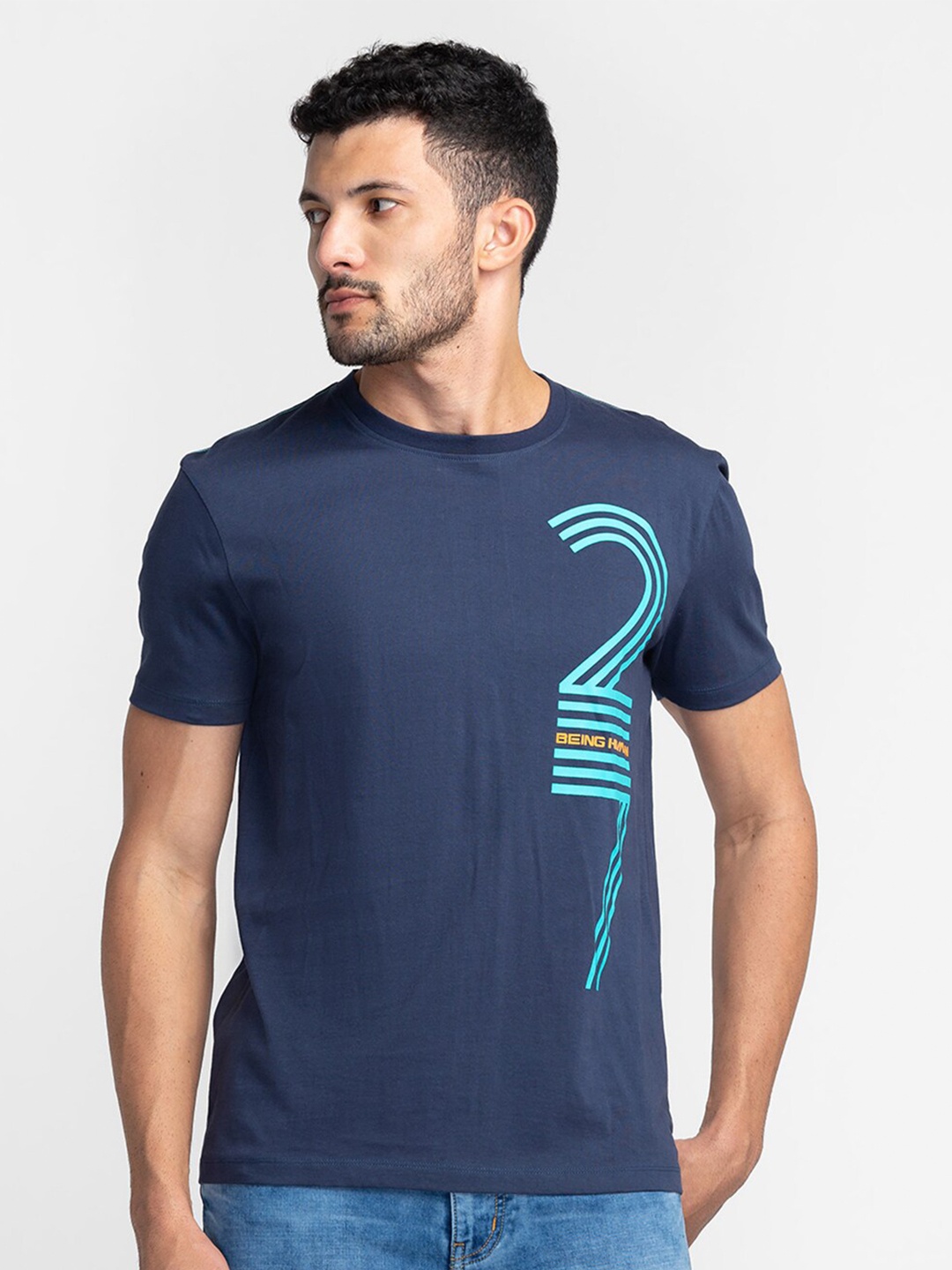 

Being Human Typography Printed T-shirt, Navy blue