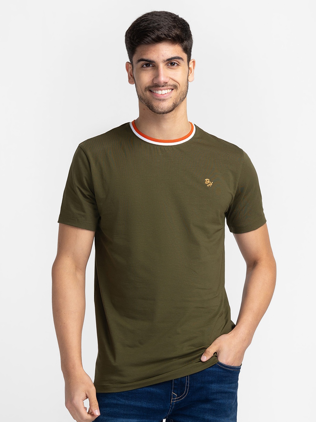 

Being Human Round Neck Cotton T-shirt, Green