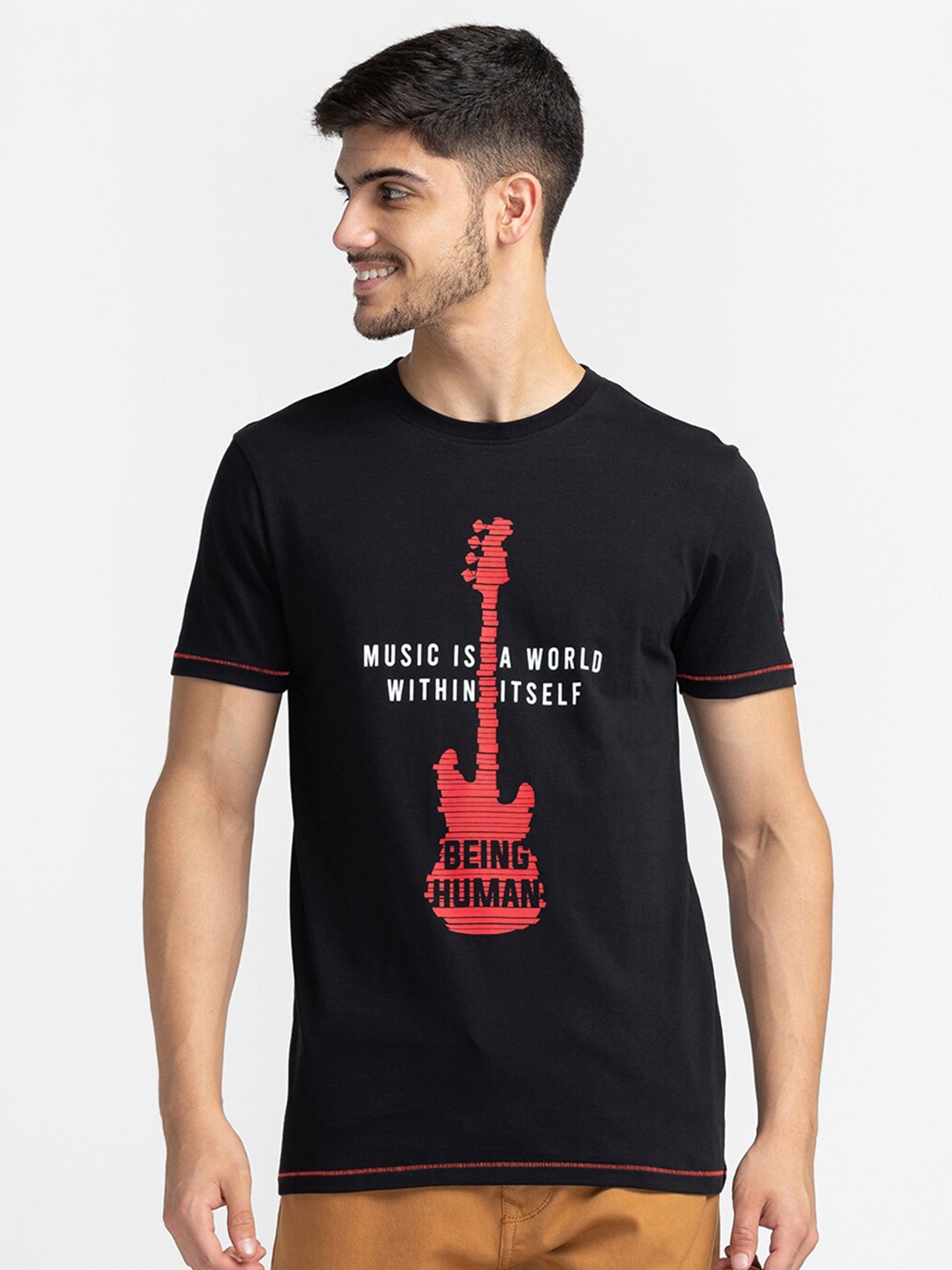 

Being Human Typography Printed T-shirt, Black