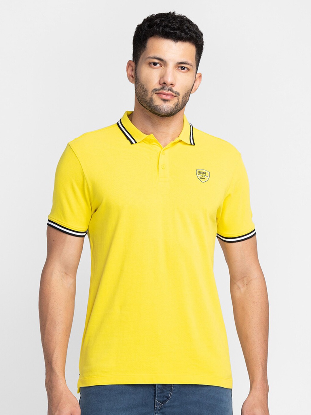 

Being Human Polo Collar Short Sleeves T-shirt, Yellow