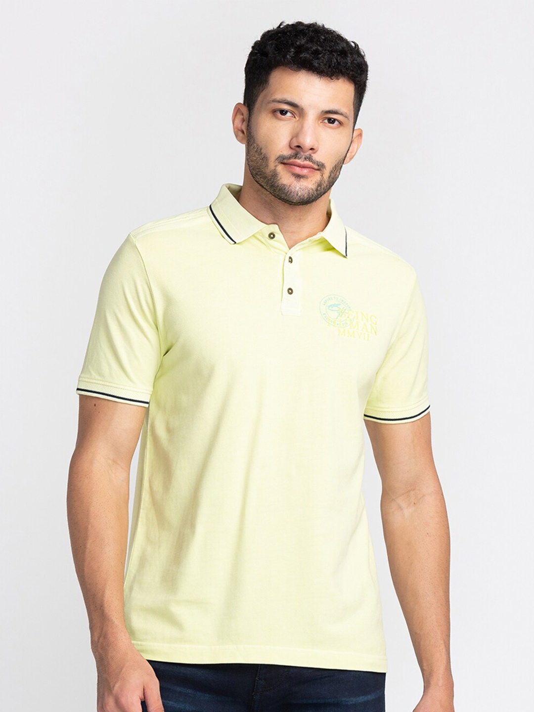 

Being Human Half Sleeve Polo Collar Casual T-shirt, Green
