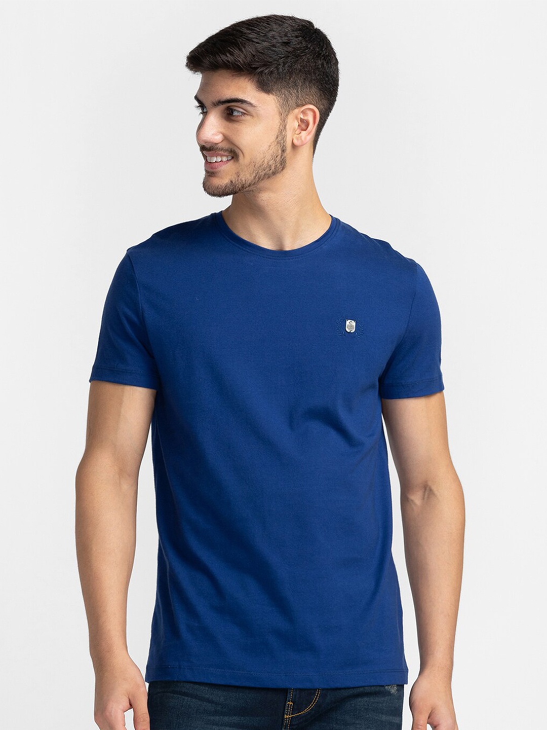 

Being Human Round Neck Half Sleeve Casual T-shirt, Blue