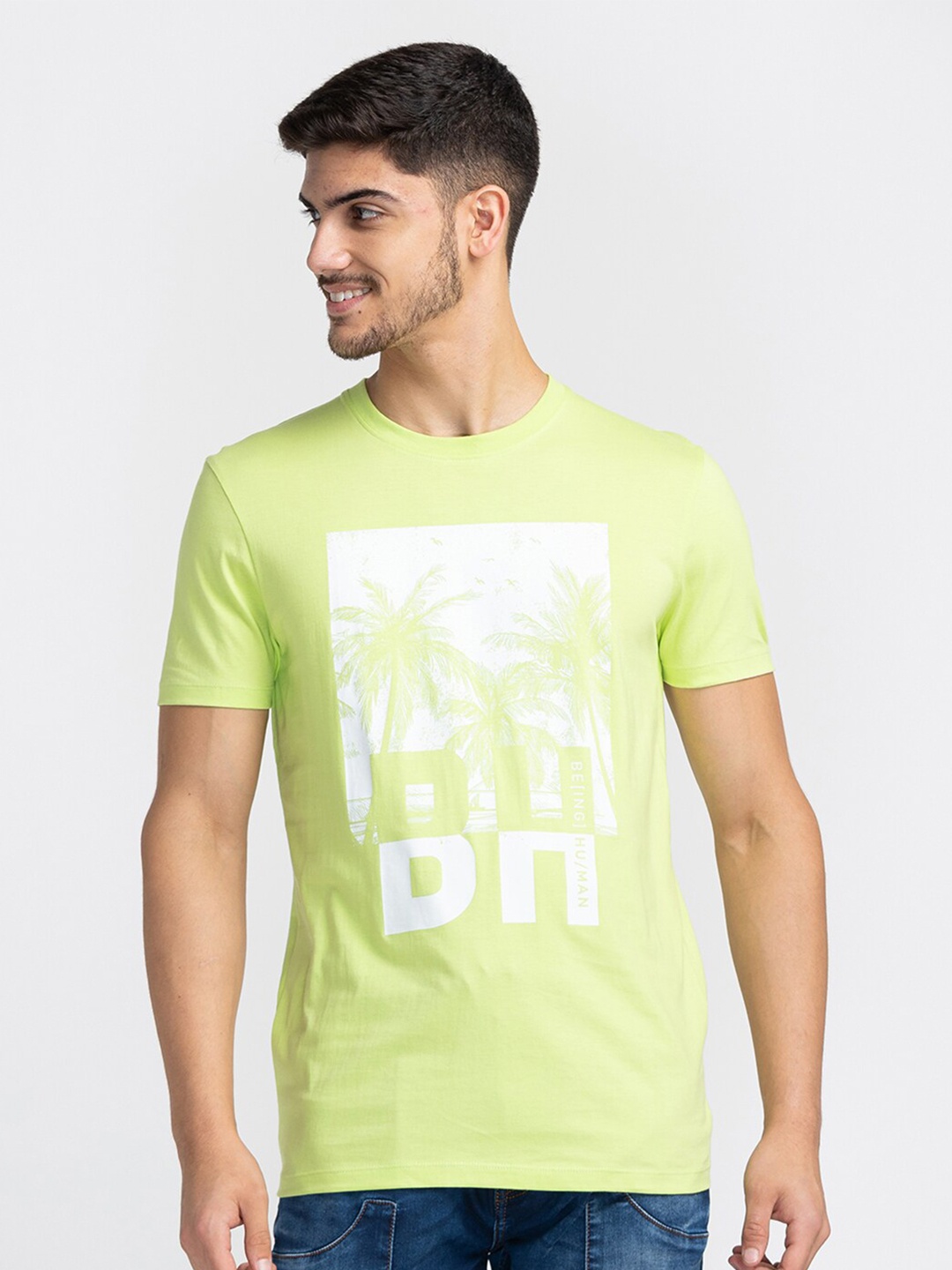 

Being Human Typography Printed T-shirt, Green