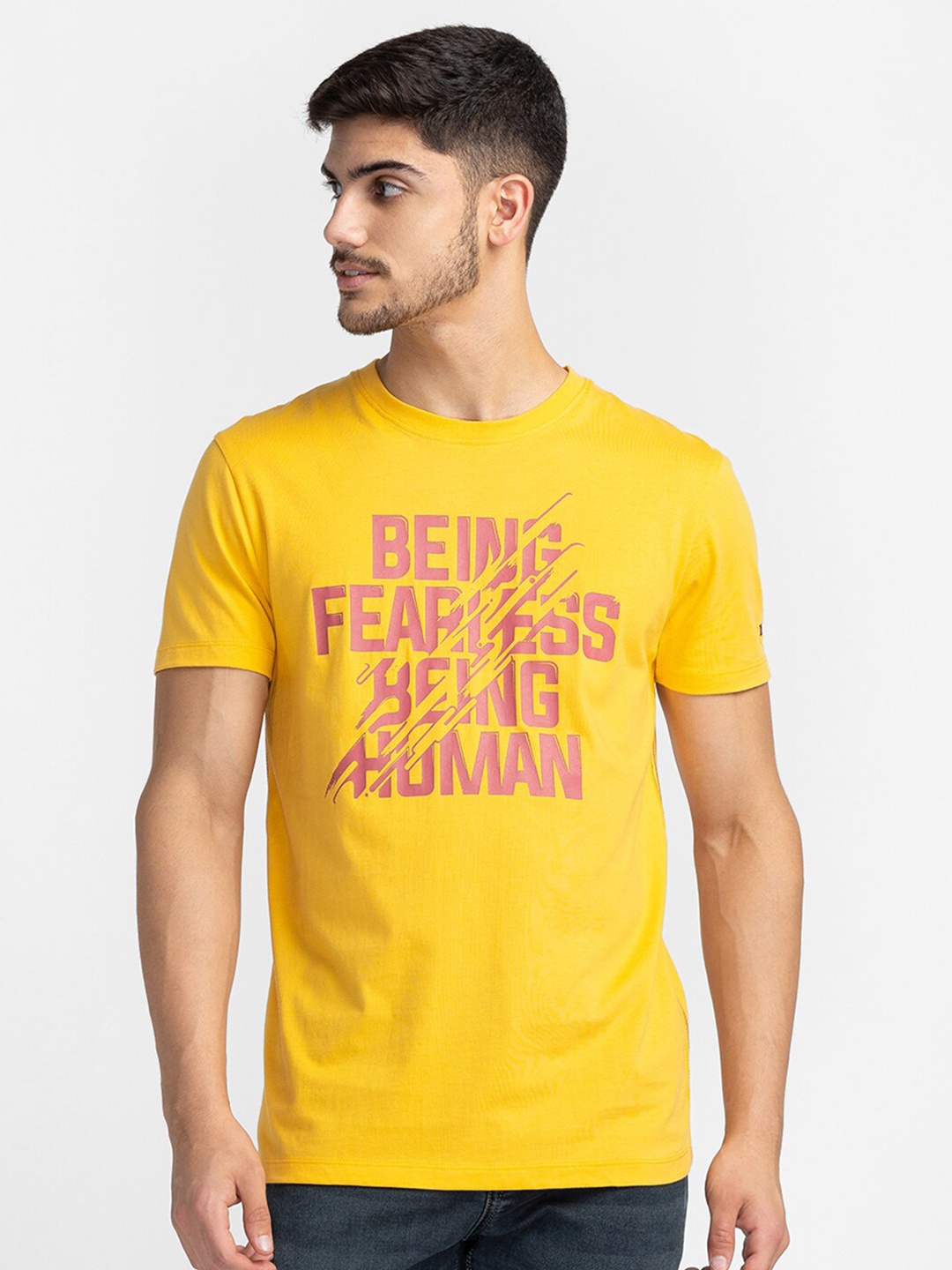 

Being Human Typography Printed T-shirt, Yellow