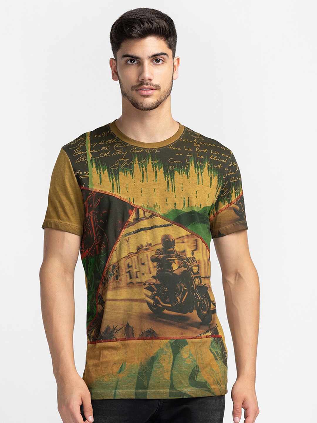 

Being Human Graphic Printed Round Neck T-shirt, Brown