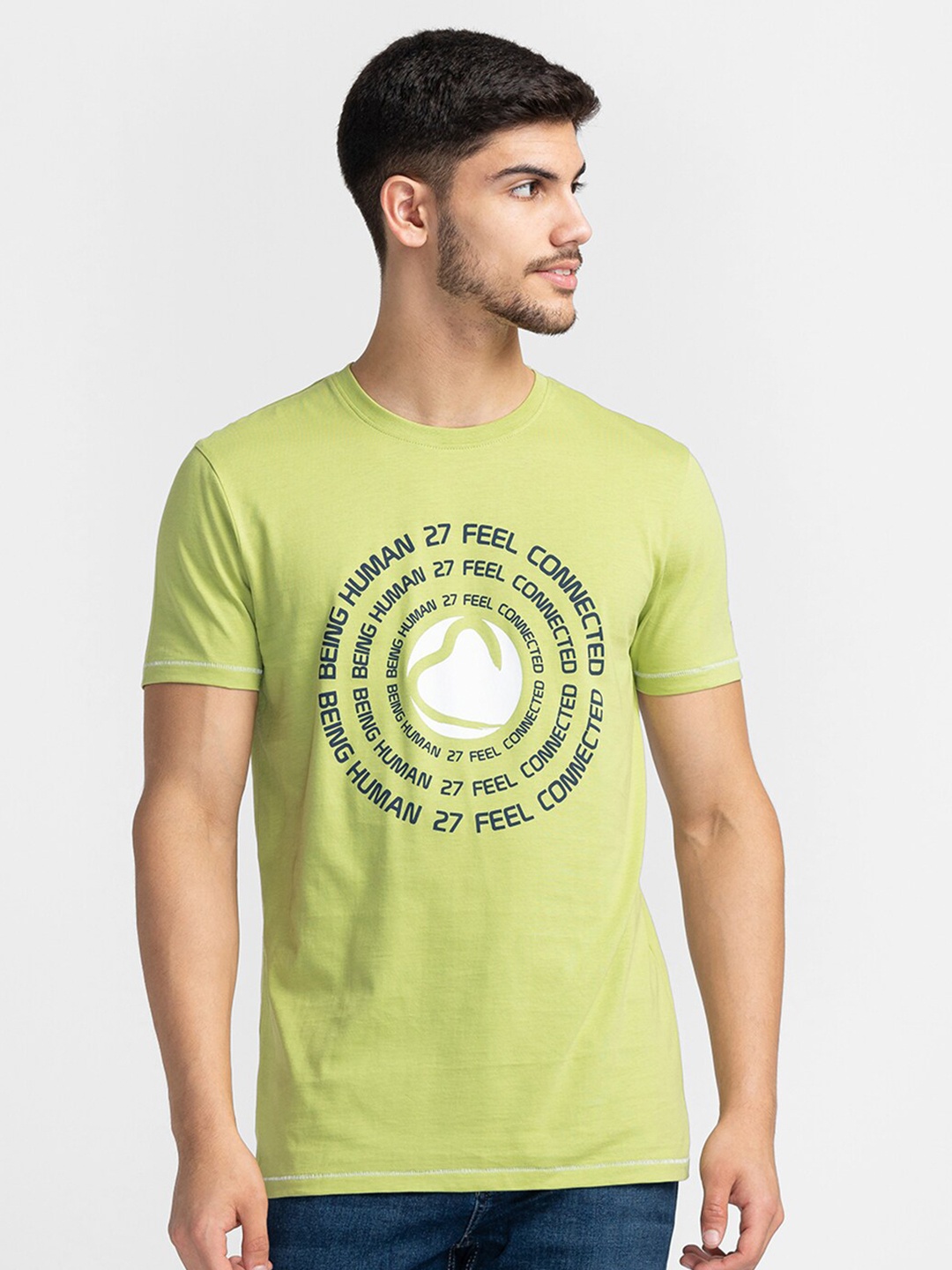 

Being Human Typography Printed T-shirt, Green