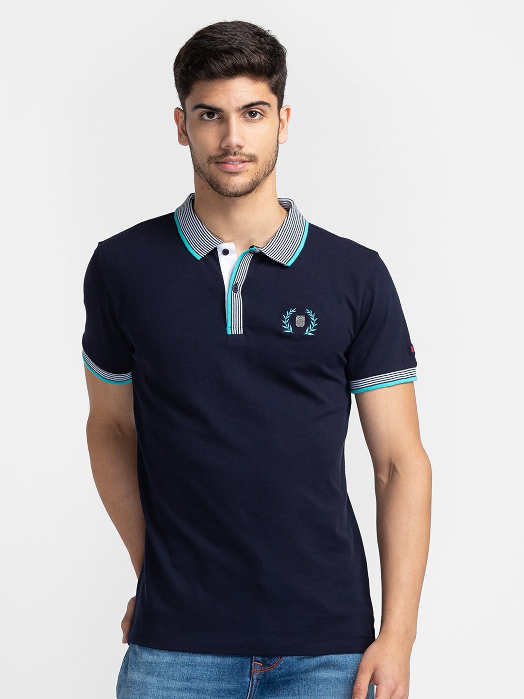 

Being Human Polo Collar Regular Fit T-shirt, Navy blue