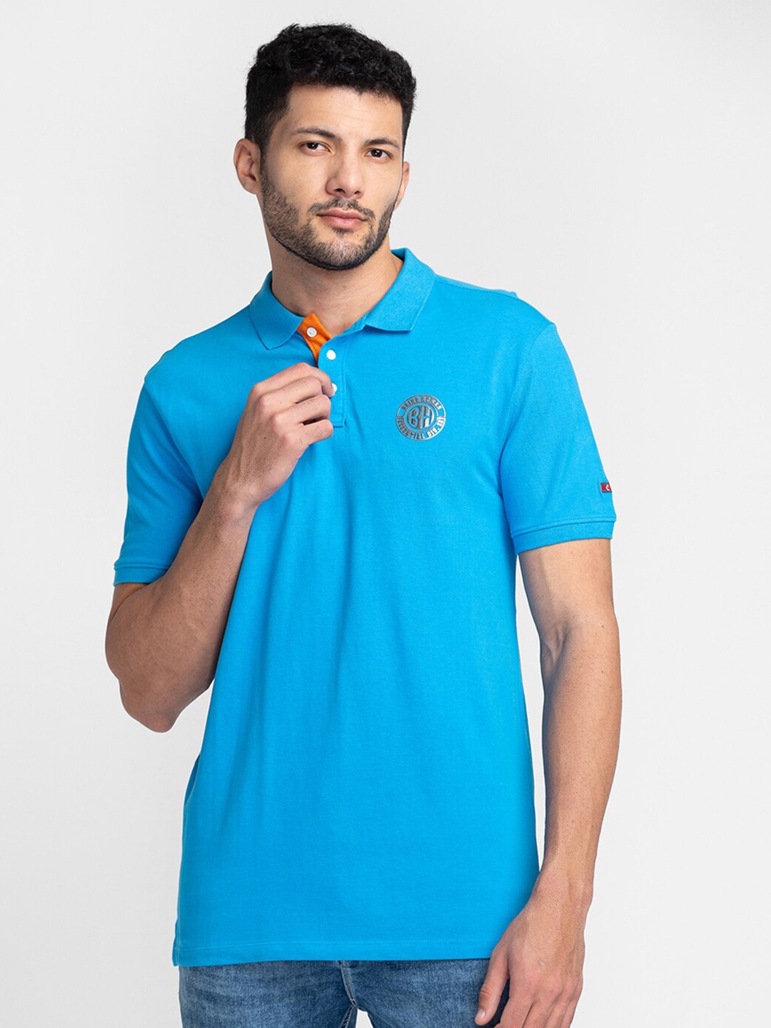 

Being Human Polo Collar Cotton T-Shirt, Blue