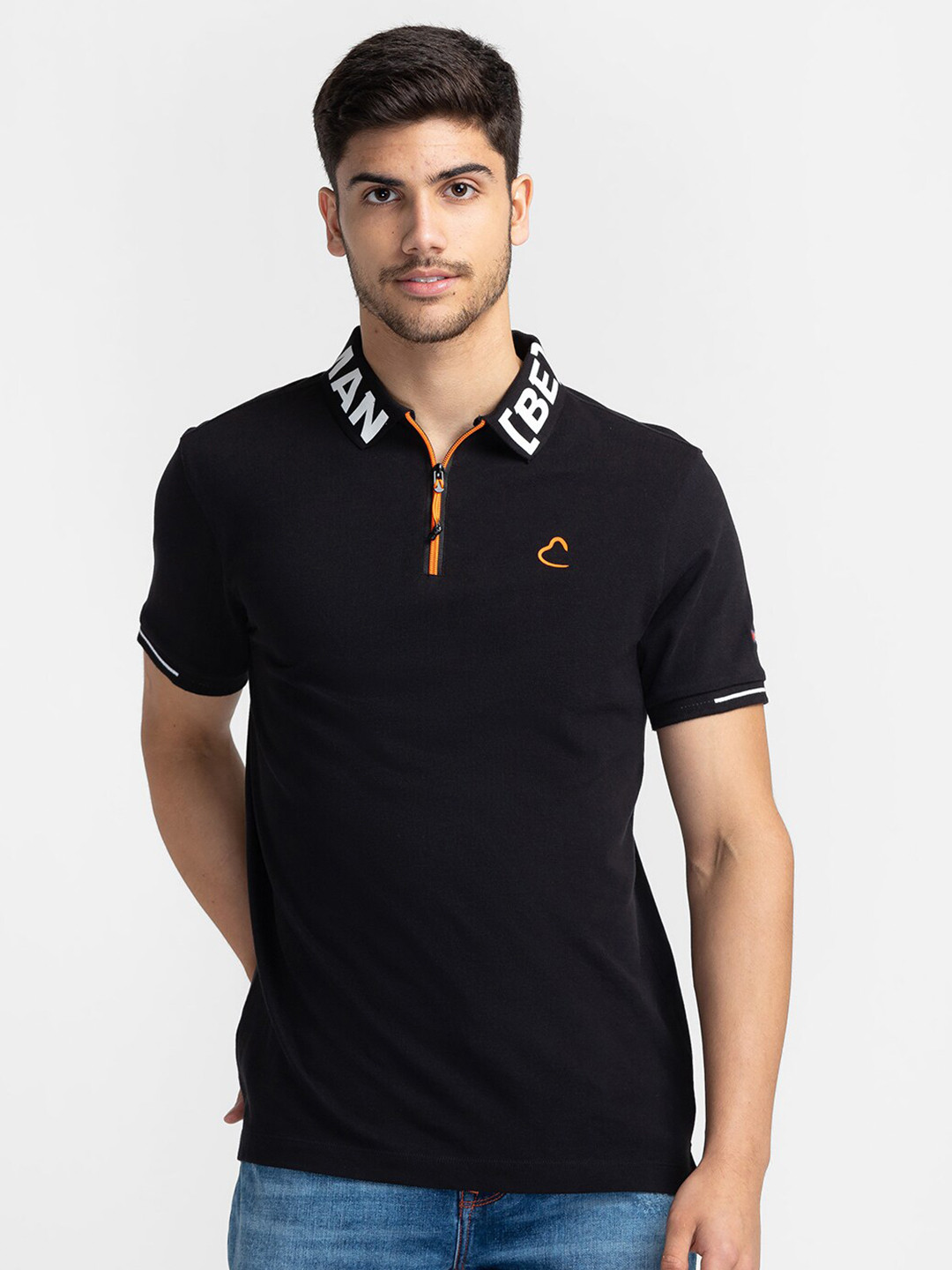 

Being Human Polo Collar Regular Sleeves T-shirt, Black