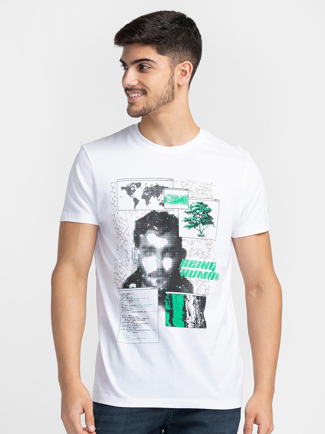 

Being Human Graphic Printed Round Neck T-shirt, White