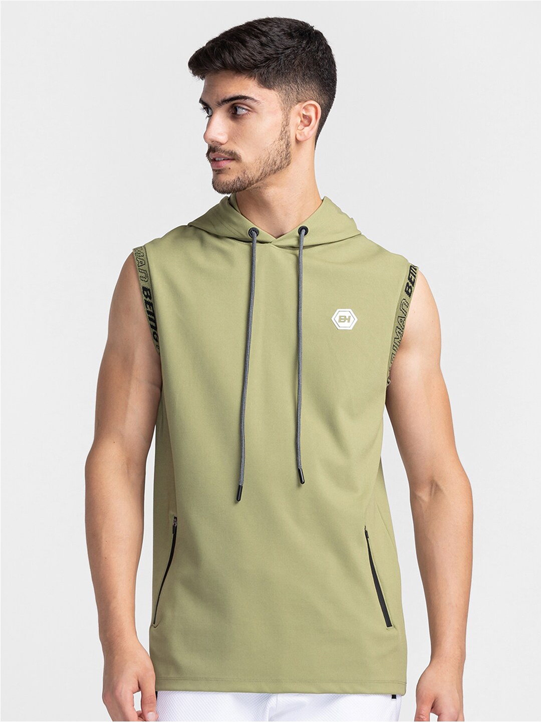 

Being Human Sleeveless Hooded T-shirt, Green