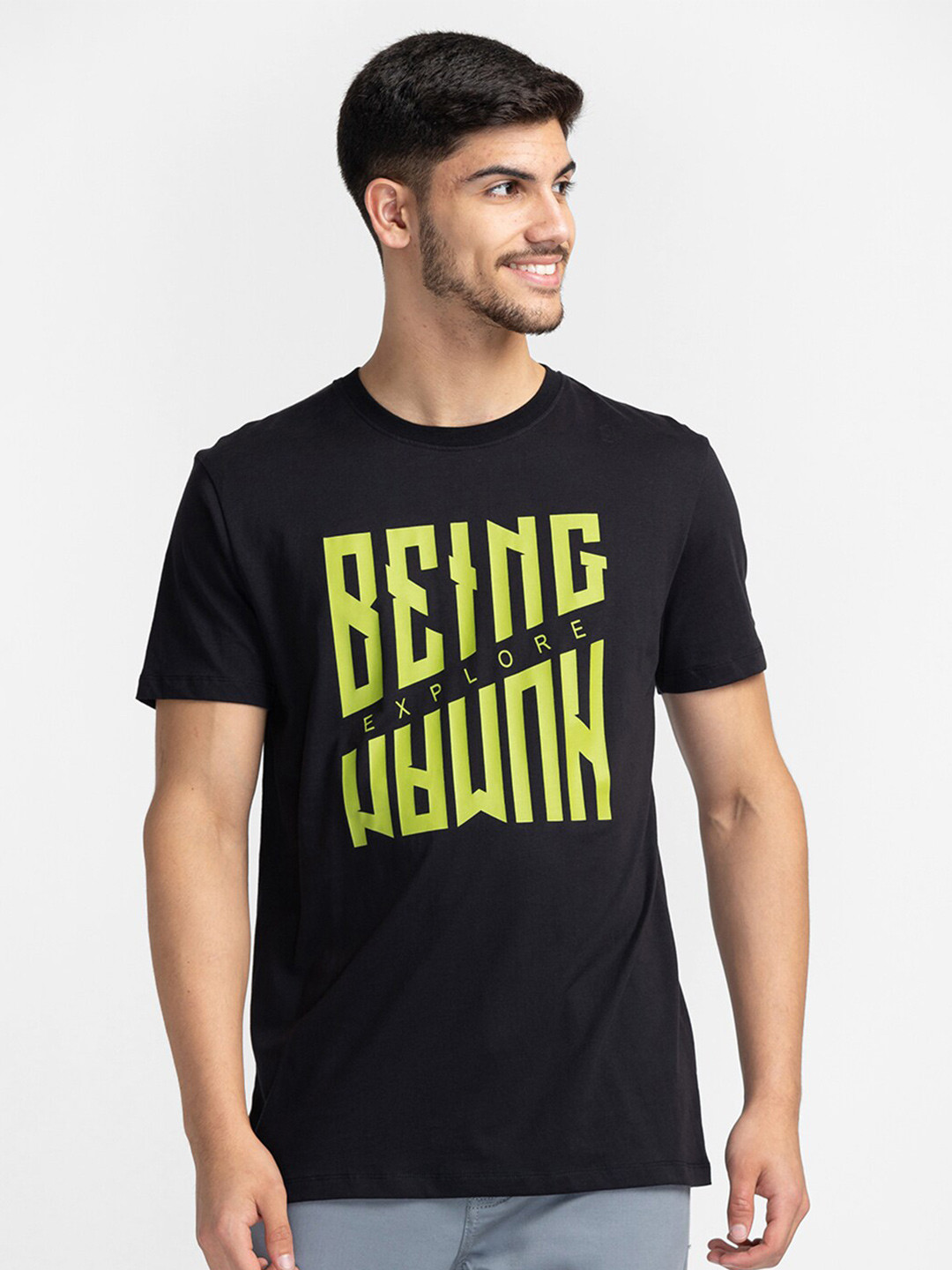 

Being Human Typography Printed Round Neck T-shirt, Black