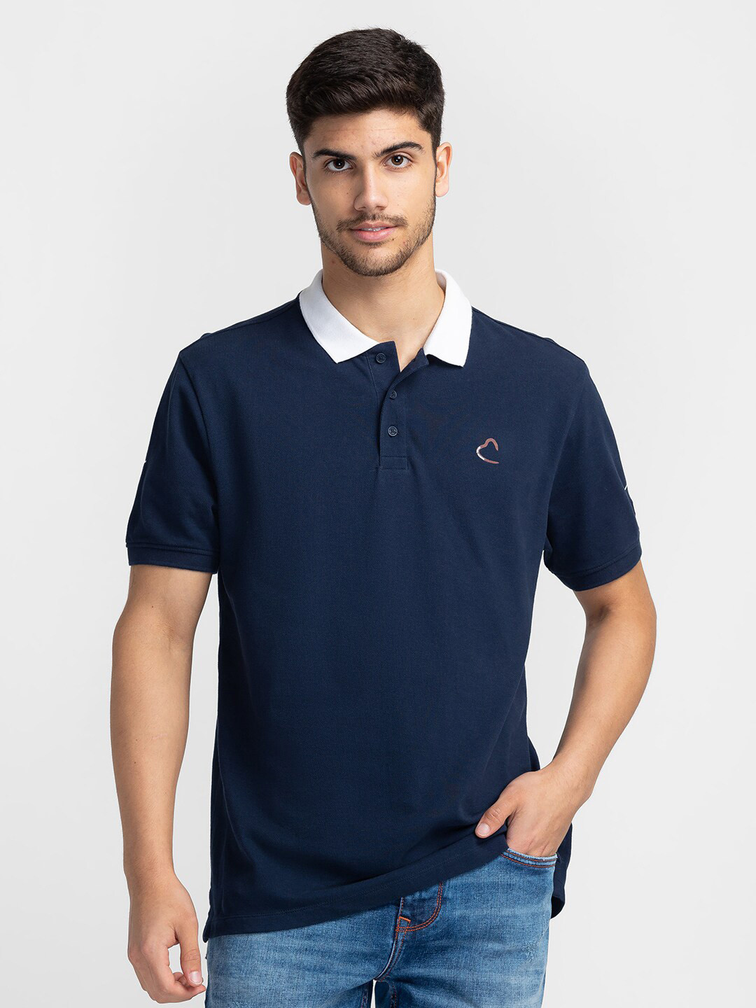 

Being Human Polo Collar Short Sleeves T-shirt, Navy blue