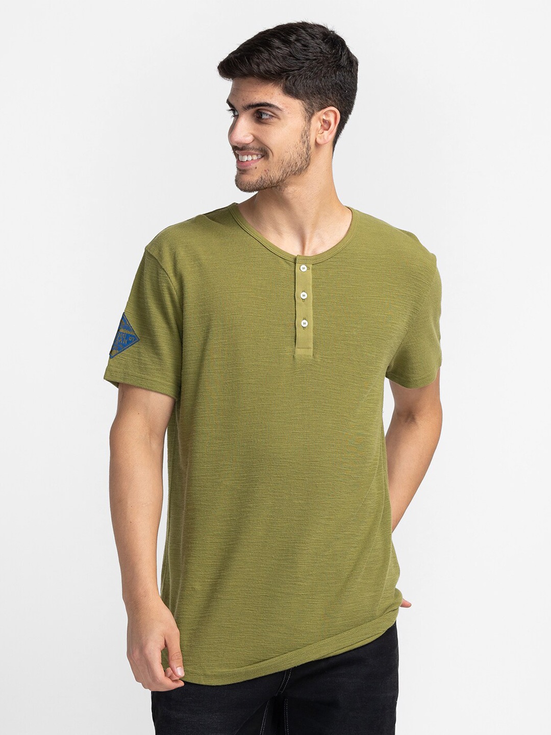 

Being Human Henley Neck T-shirt, Olive