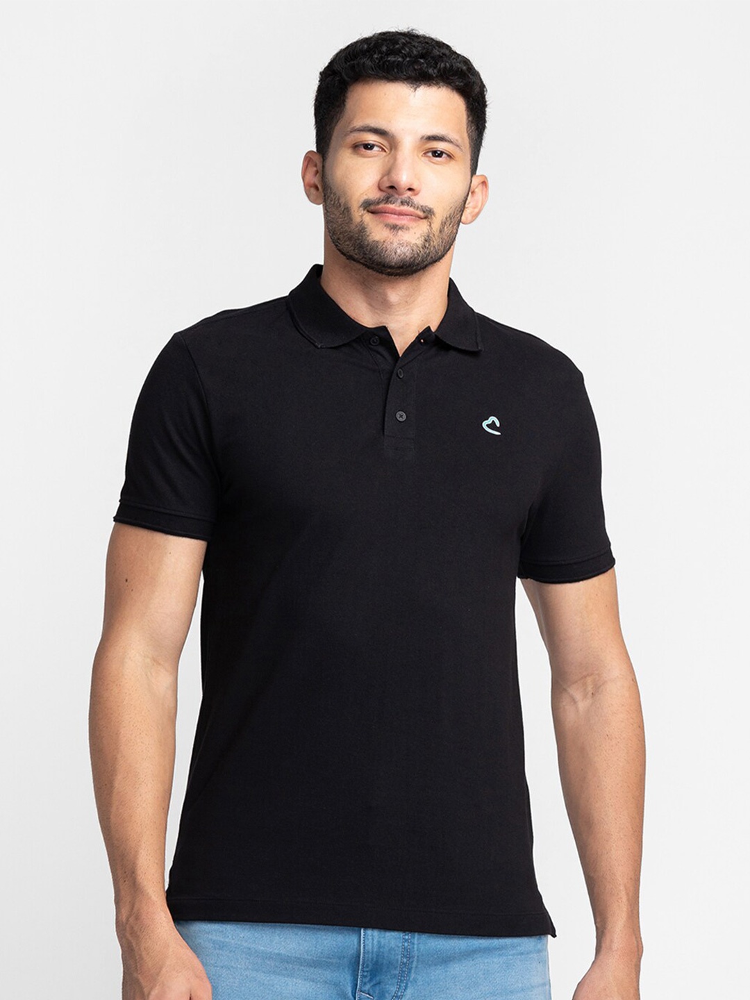 

Being Human Polo Collar Cotton T-shirt, Black