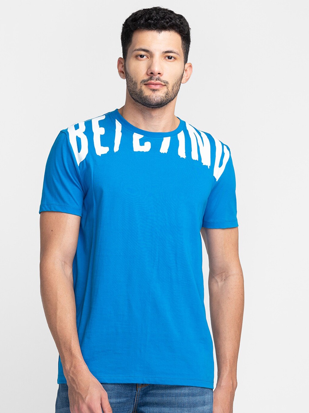 Being Human Typography Printed Regular Fit T-shirt, Blue