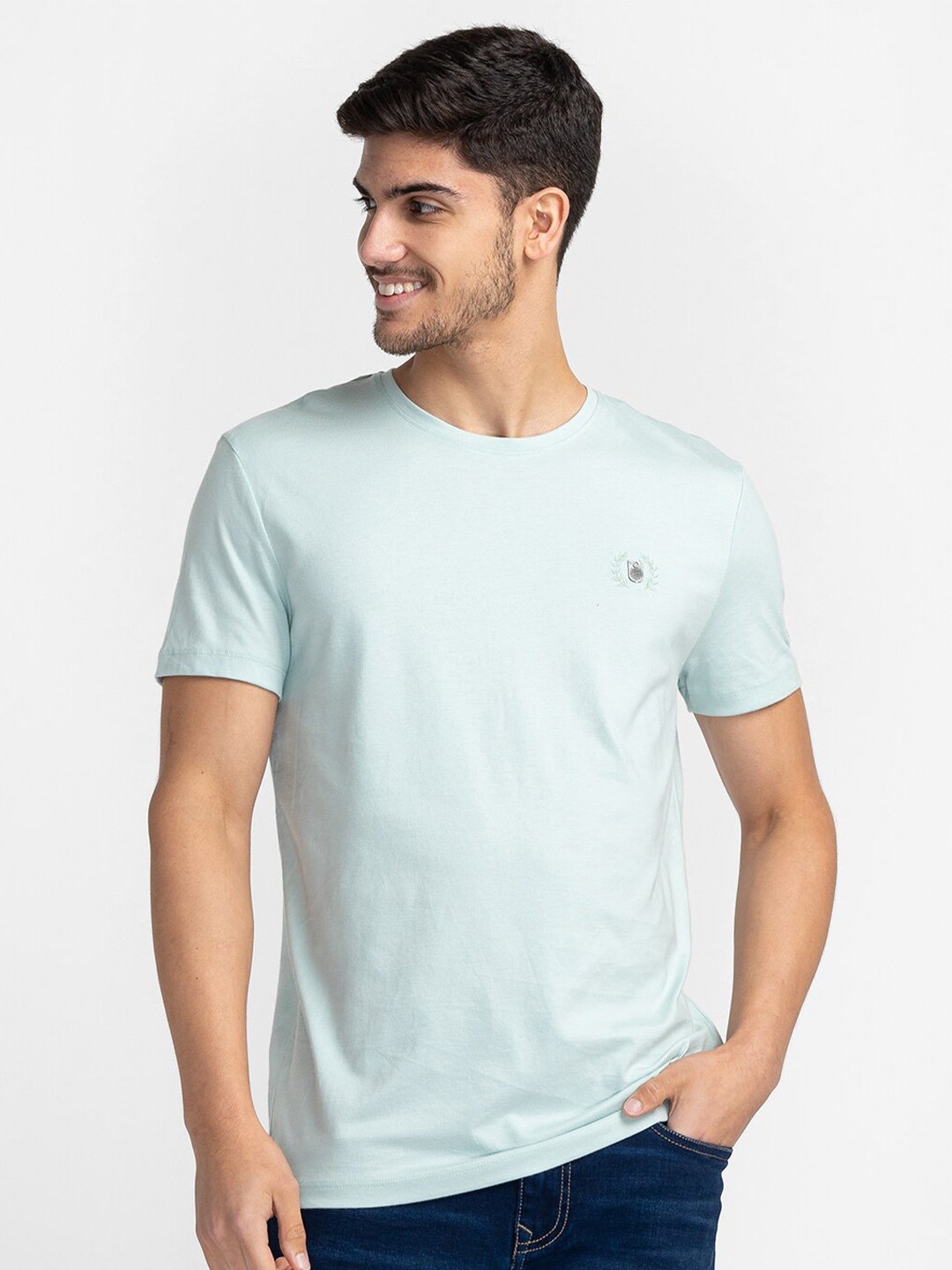

Being Human Round Neck Short Sleeves Cotton T-Shirt, Sea green