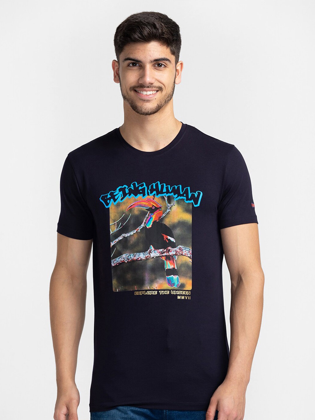 

Being Human Graphic Printed T-shirt, Navy blue