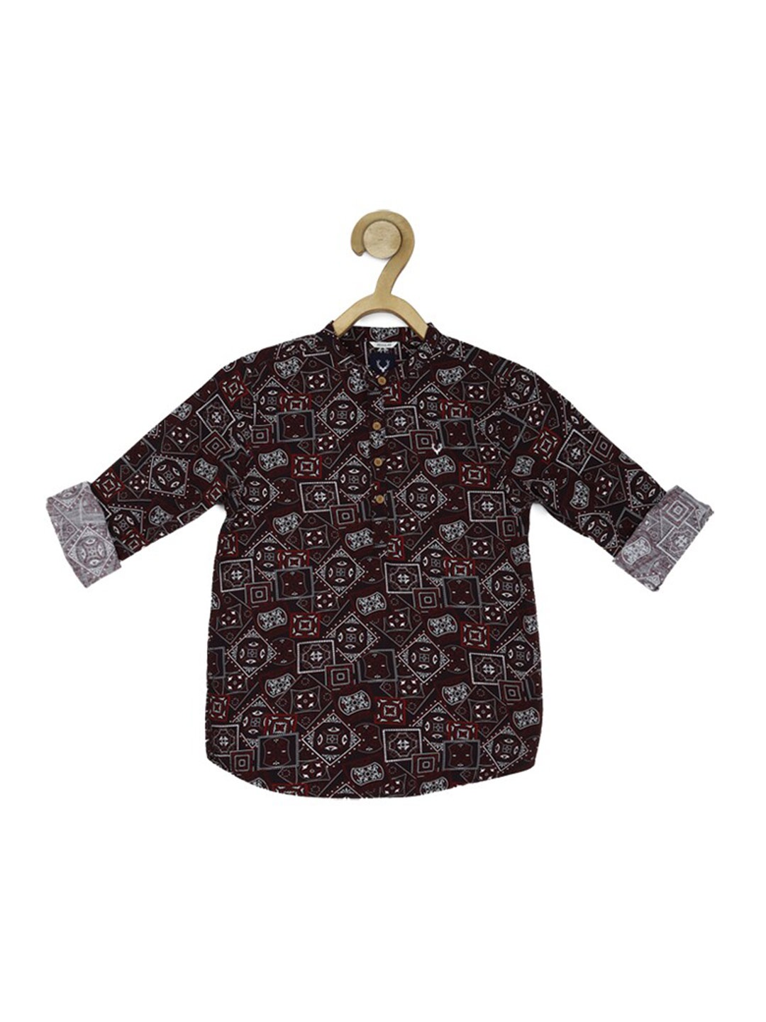 

Allen Solly Junior Boys Ethnic Printed Mandarin Collar Pure Cotton Casual Shirt, Maroon