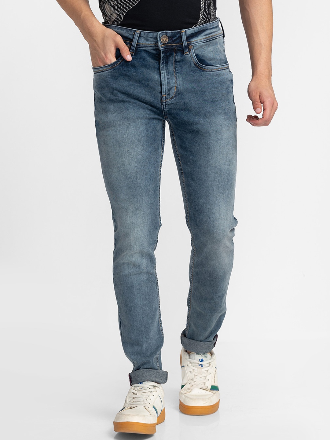 

Being Human Men Skinny Fit Heavy Fade Jeans, Blue