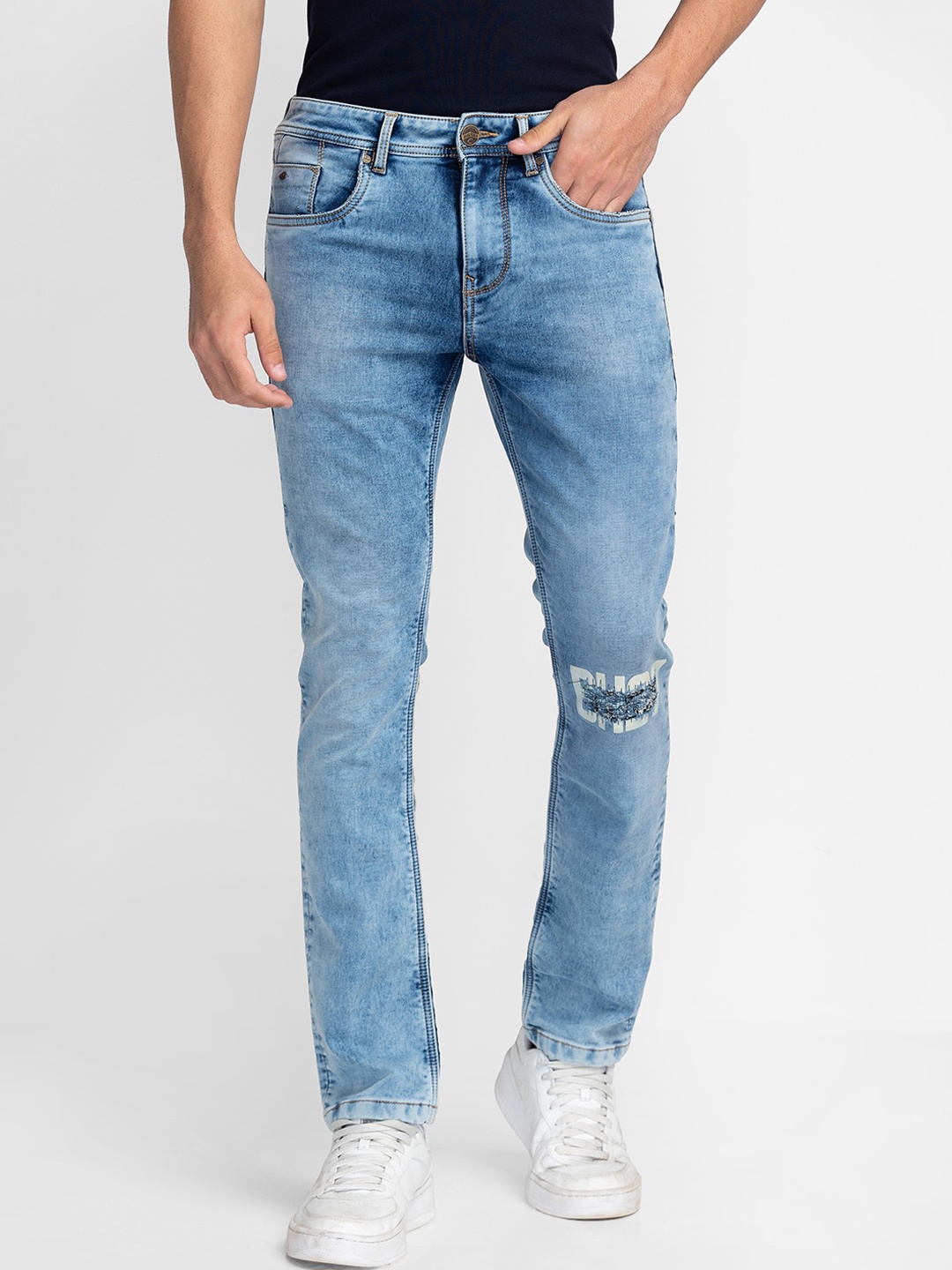 

Being Human Men Straight Fit Mildly Distressed Heavy Fade Jeans, Blue