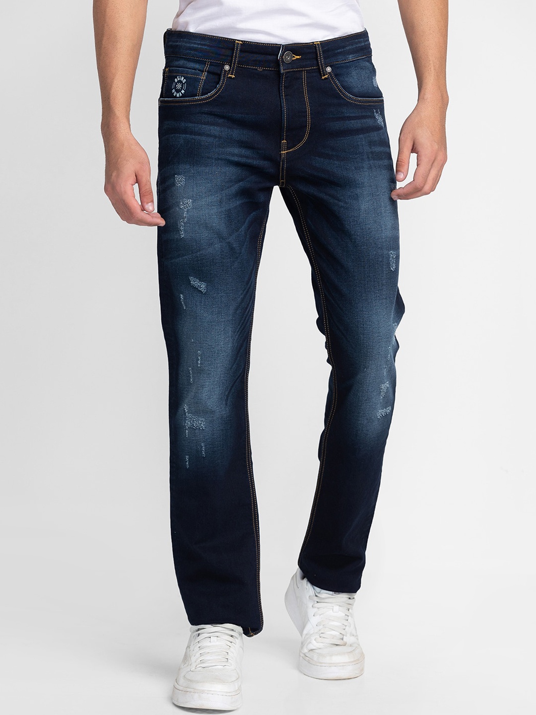 

Being Human Men Slim Fit Low Distress Heavy Fade Jeans, Navy blue