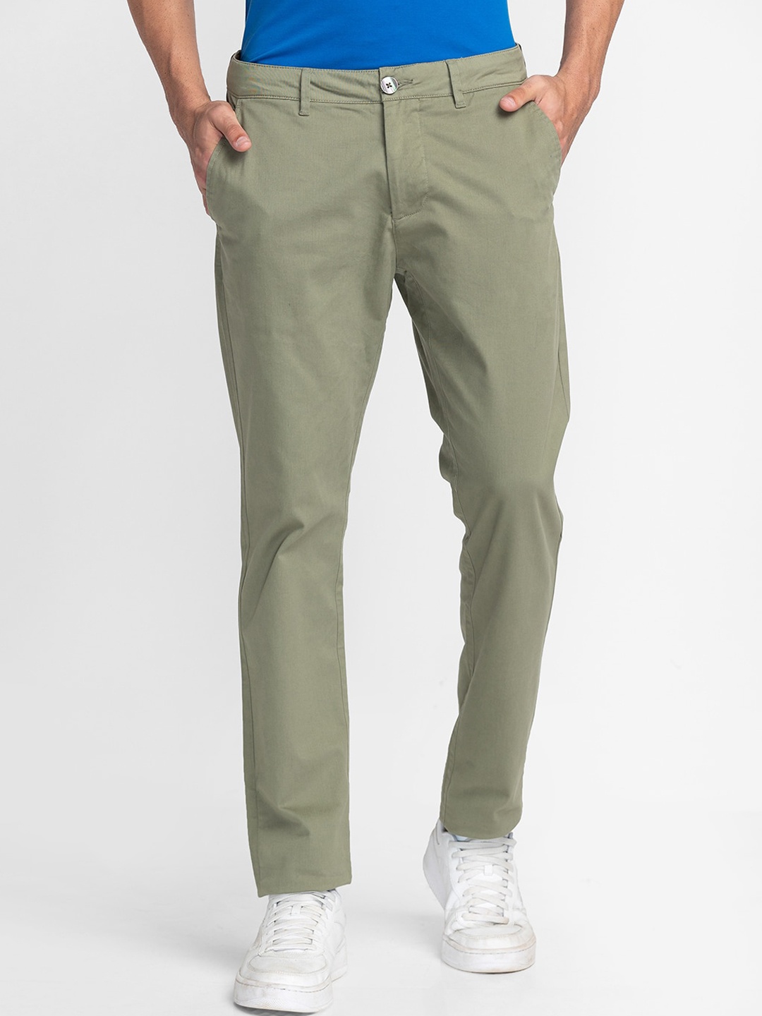 

Being Human Men Mid-Rise Cotton Chinos Trousers, Green