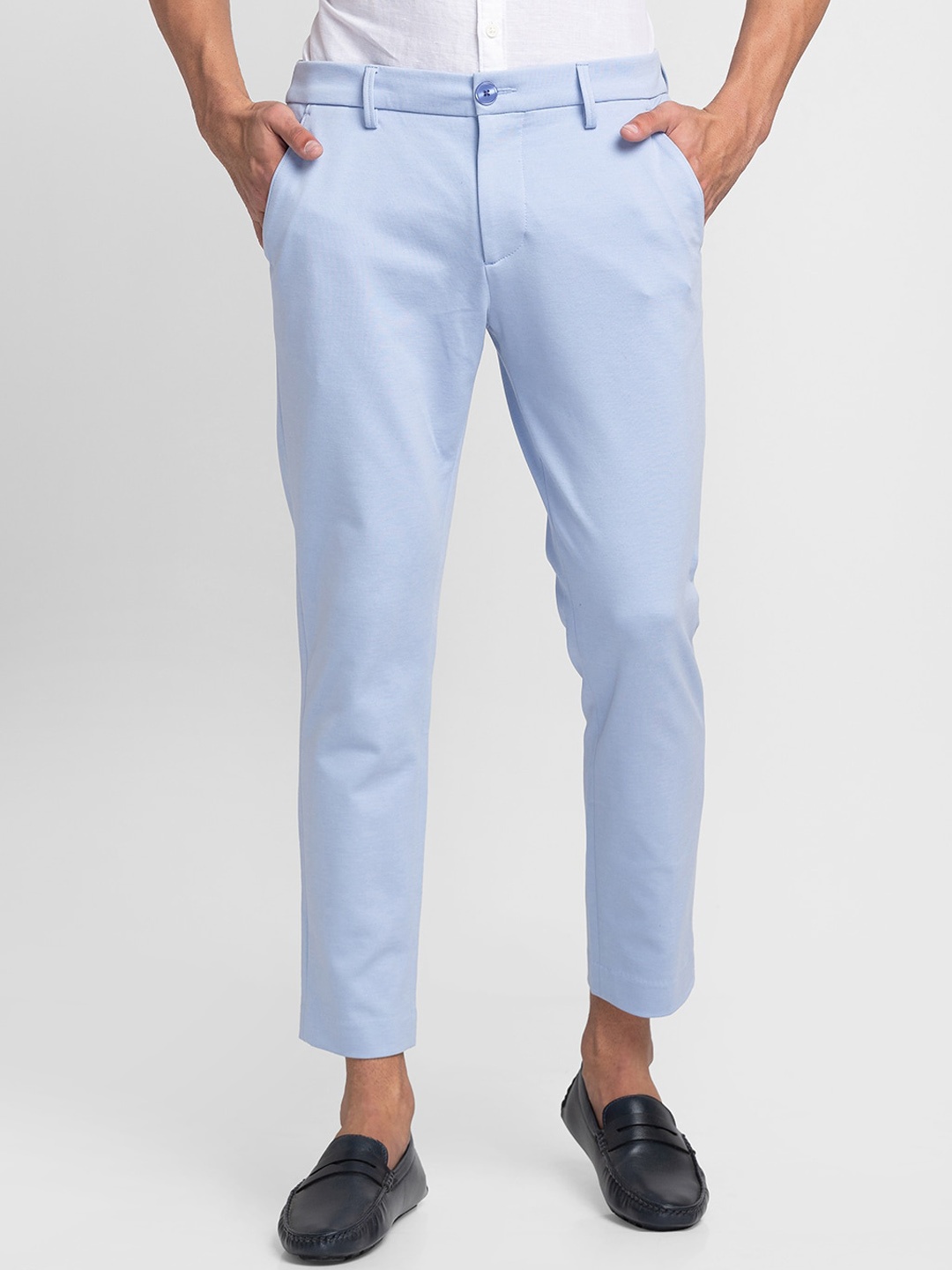 

Being Human Men Mid-Rise Cotton Trousers, Blue
