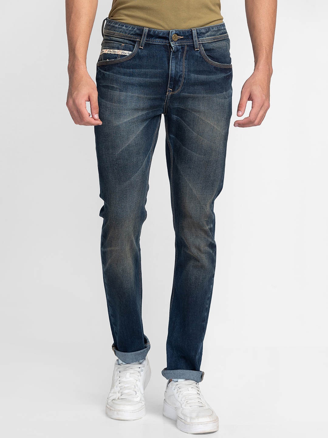 

Being Human Men Straight Fit Heavy Fade Jeans, Blue