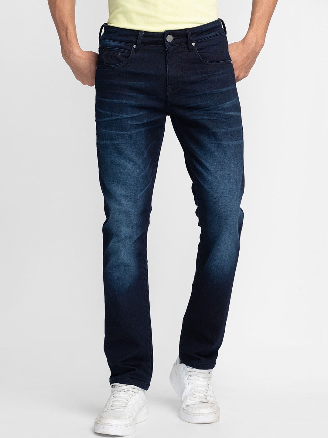 

Being Human Men Mid Rise Clean Look Heavy Fade Whiskers Slim Fit Jeans, Blue