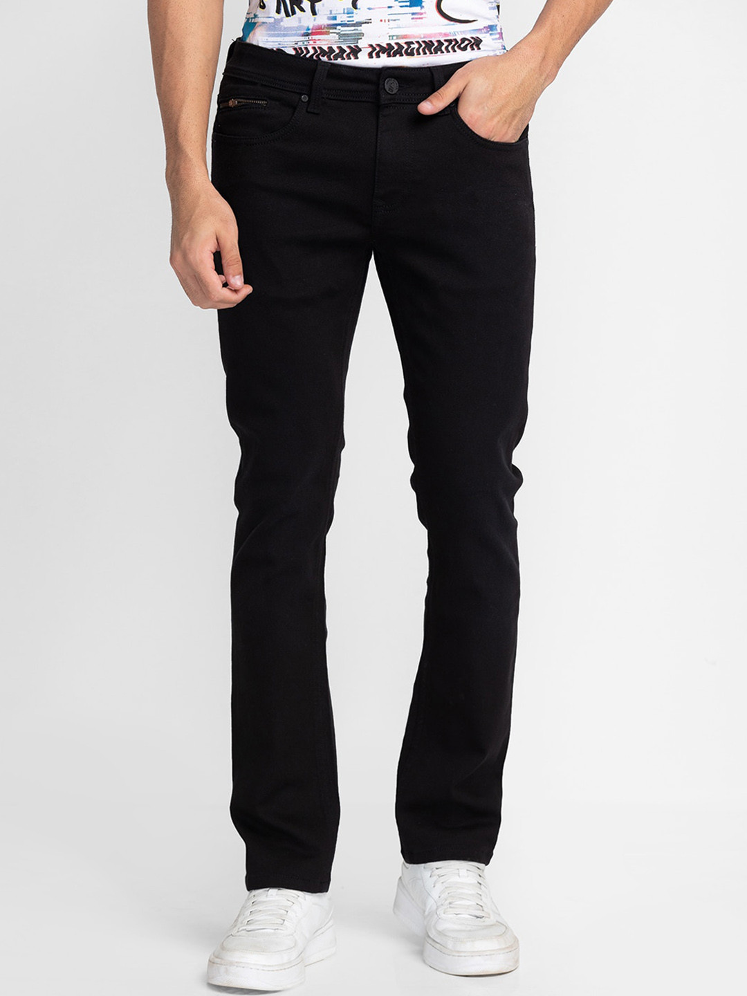 

Being Human Men Straight Fit Clean Look Jeans, Black