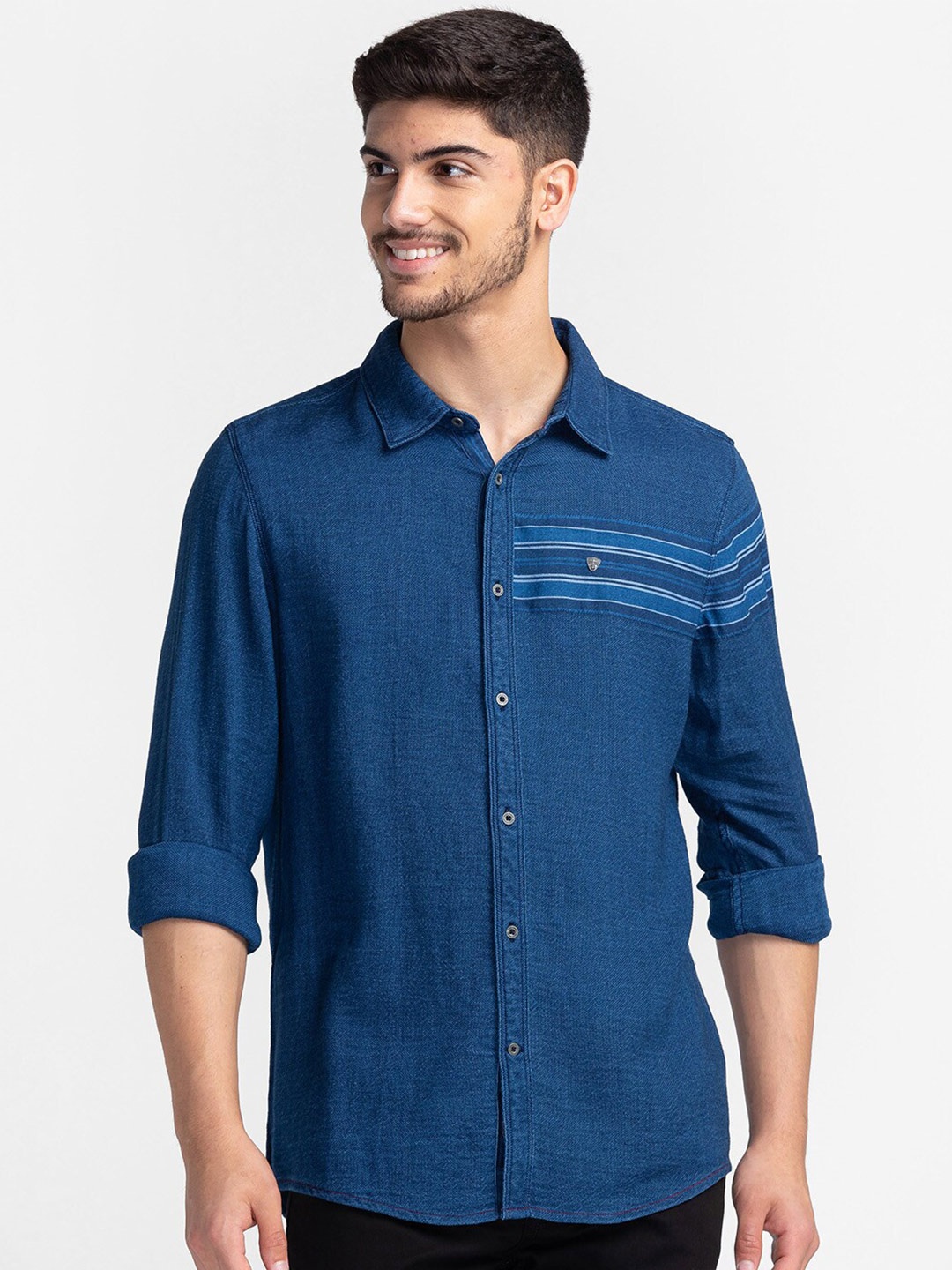 

Being Human Slim Fit Cotton Casual Shirt, Navy blue