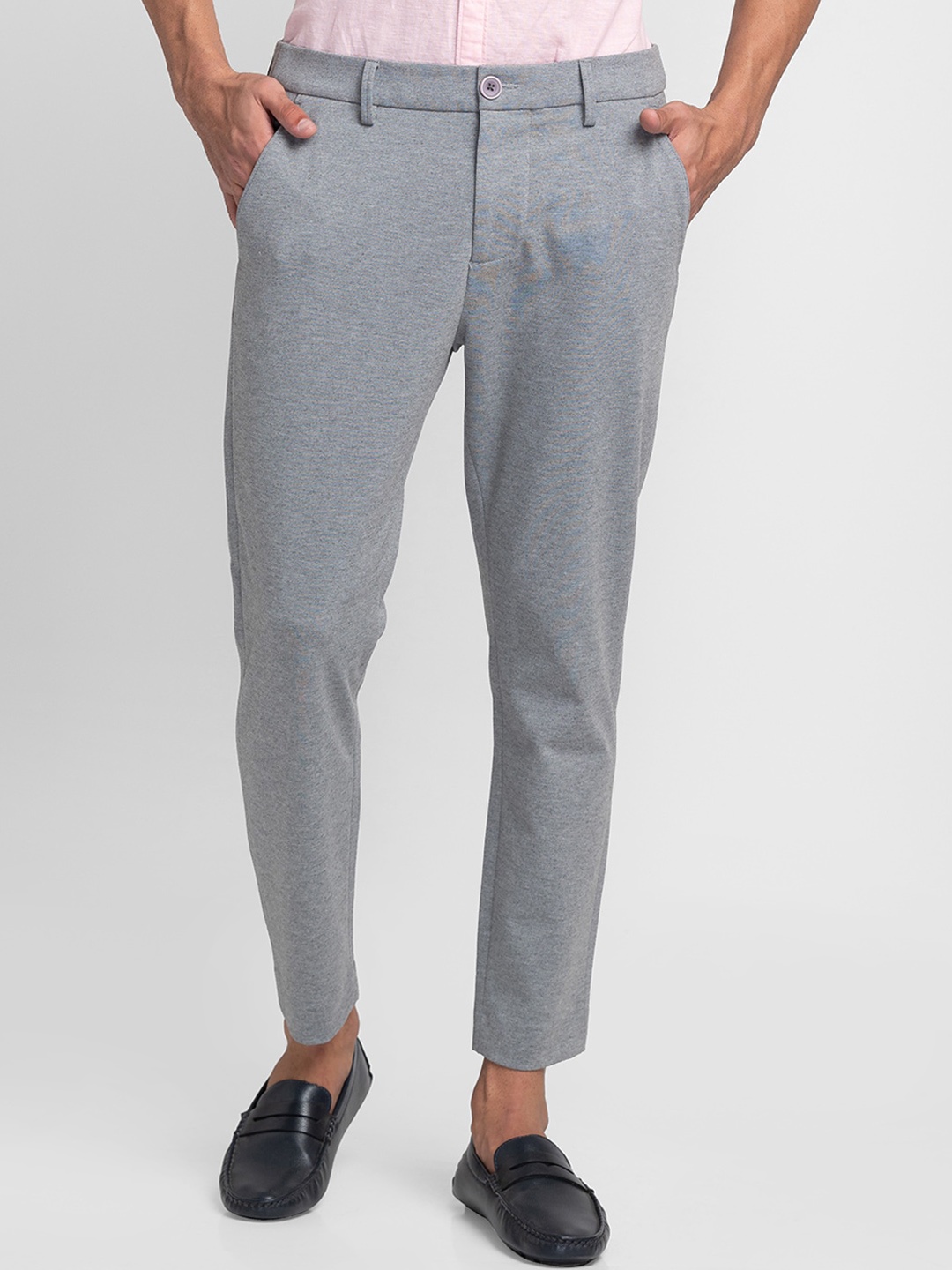 

Being Human Men Mid-Rise Cotton Trousers, Grey