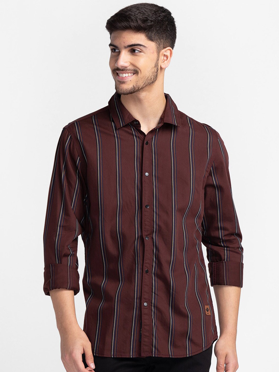 

Being Human Slim Fit Opaque Striped Casual Shirt, Red