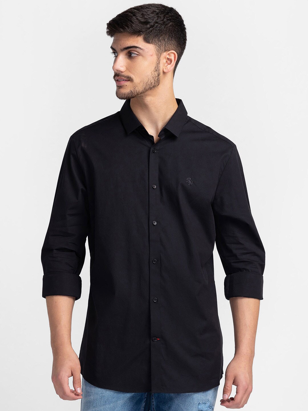 

Being Human Spread Collar Slim Fit Casual Shirt, Black