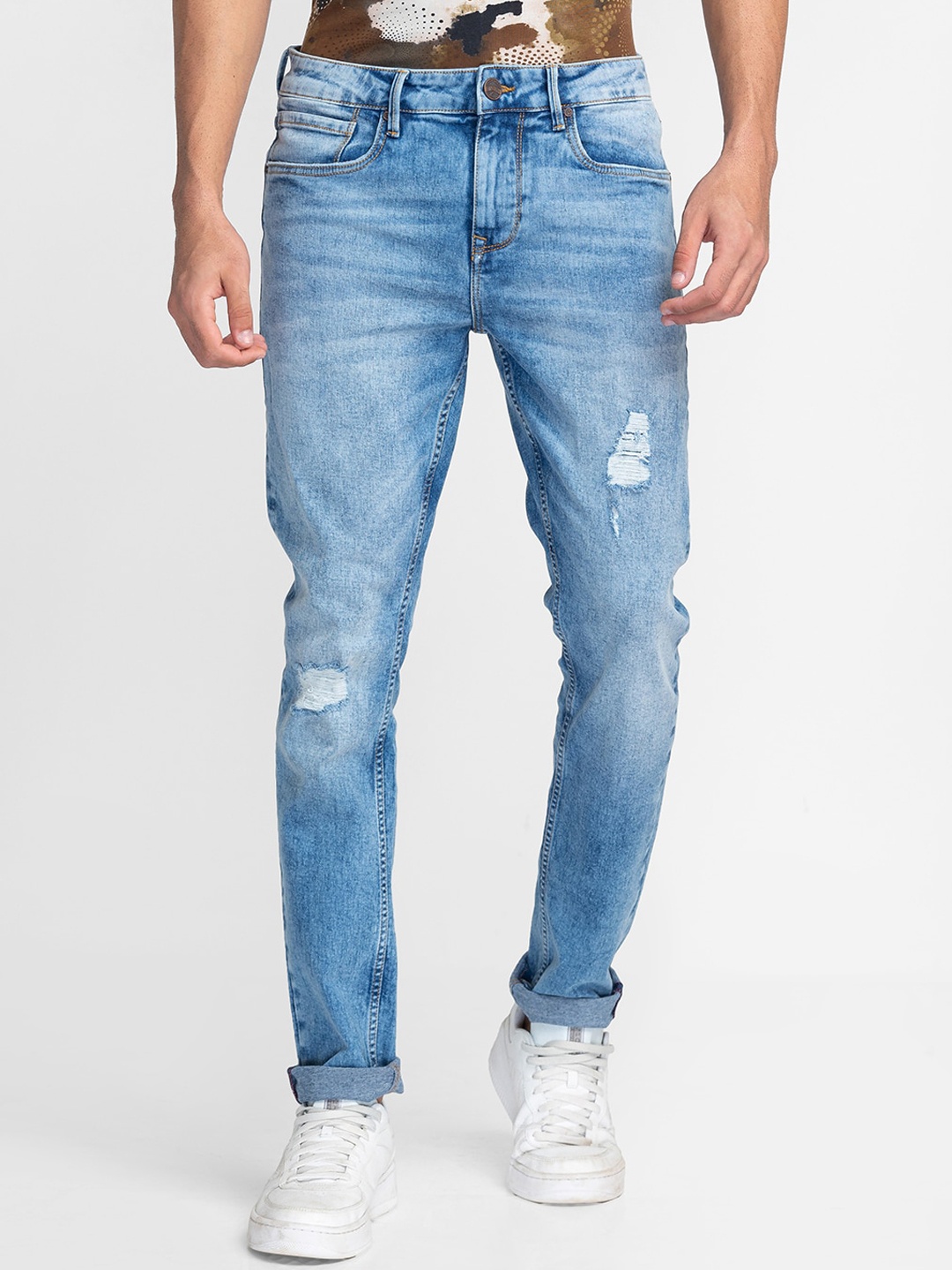 

Being Human Men Mildly Distressed Heavy Fade Whiskers Slim Fit Jeans, Blue