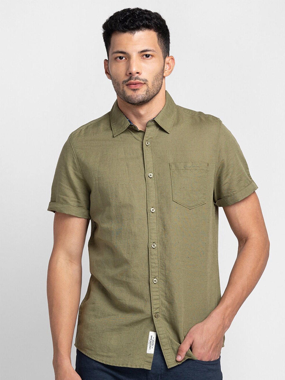 

Being Human Slim Fit Opaque Casual Shirt, Green