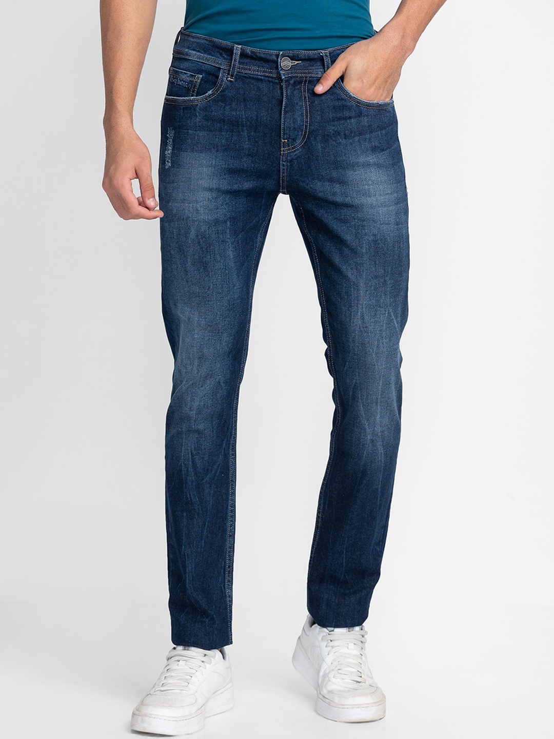 

Being Human Men Slim Fit Heavy Fade Clean Look Jeans, Blue