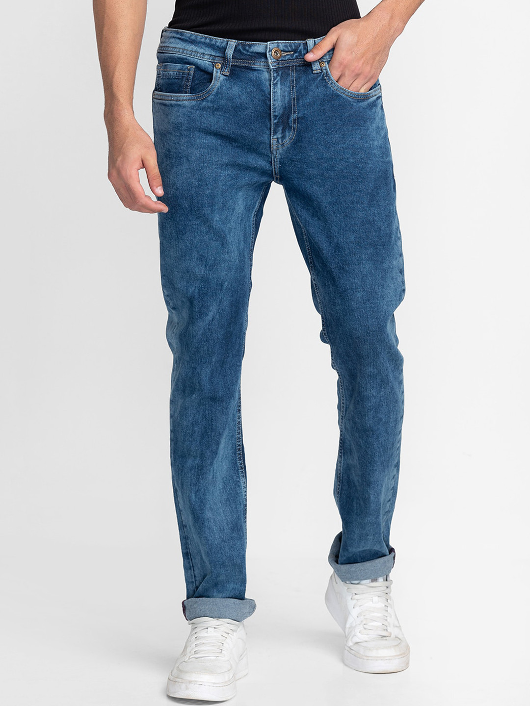 

Being Human Men Straight Fit Light Fade Jeans, Blue
