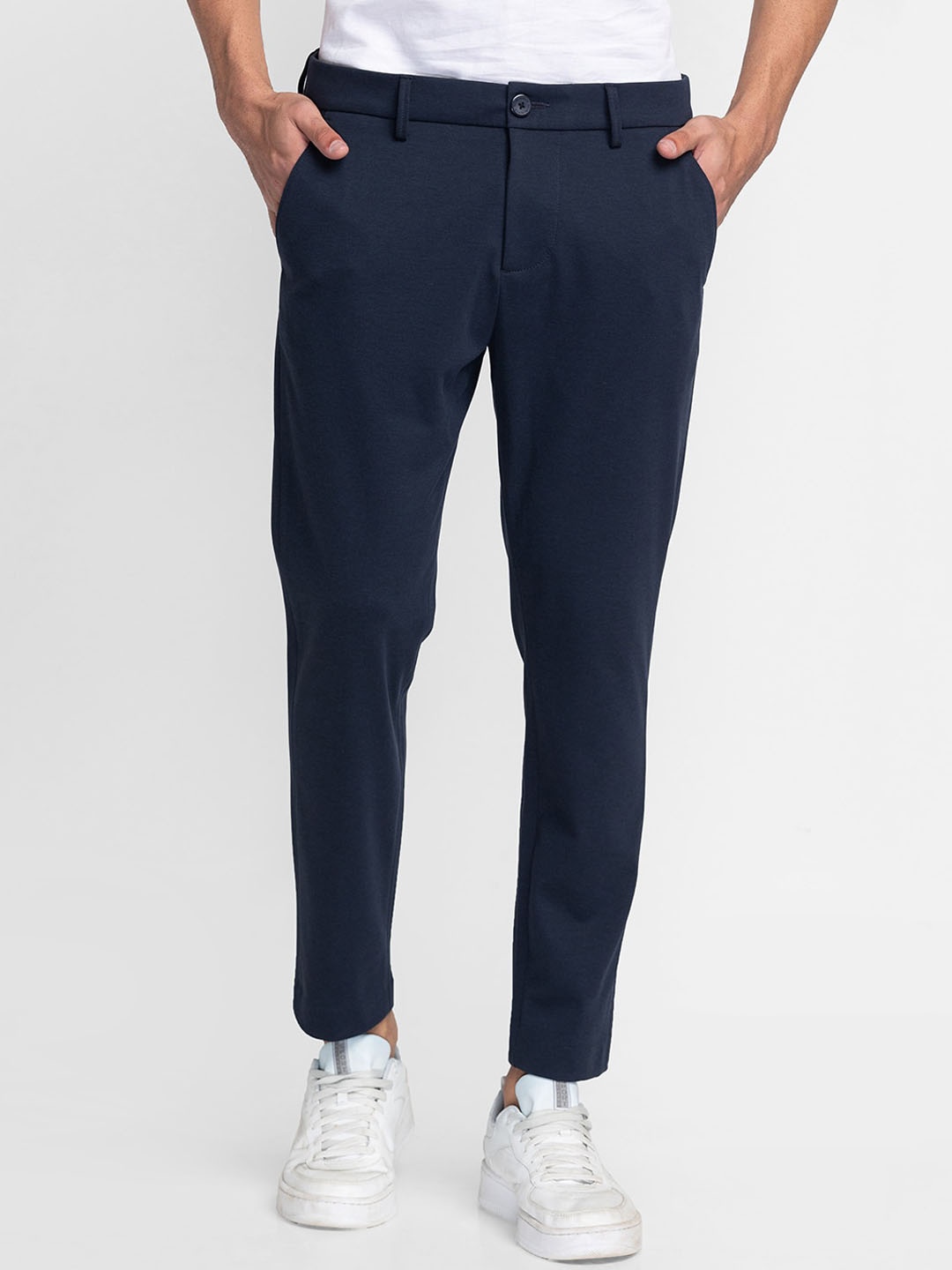 

Being Human Men Mid-Rise Cotton Trousers, Blue