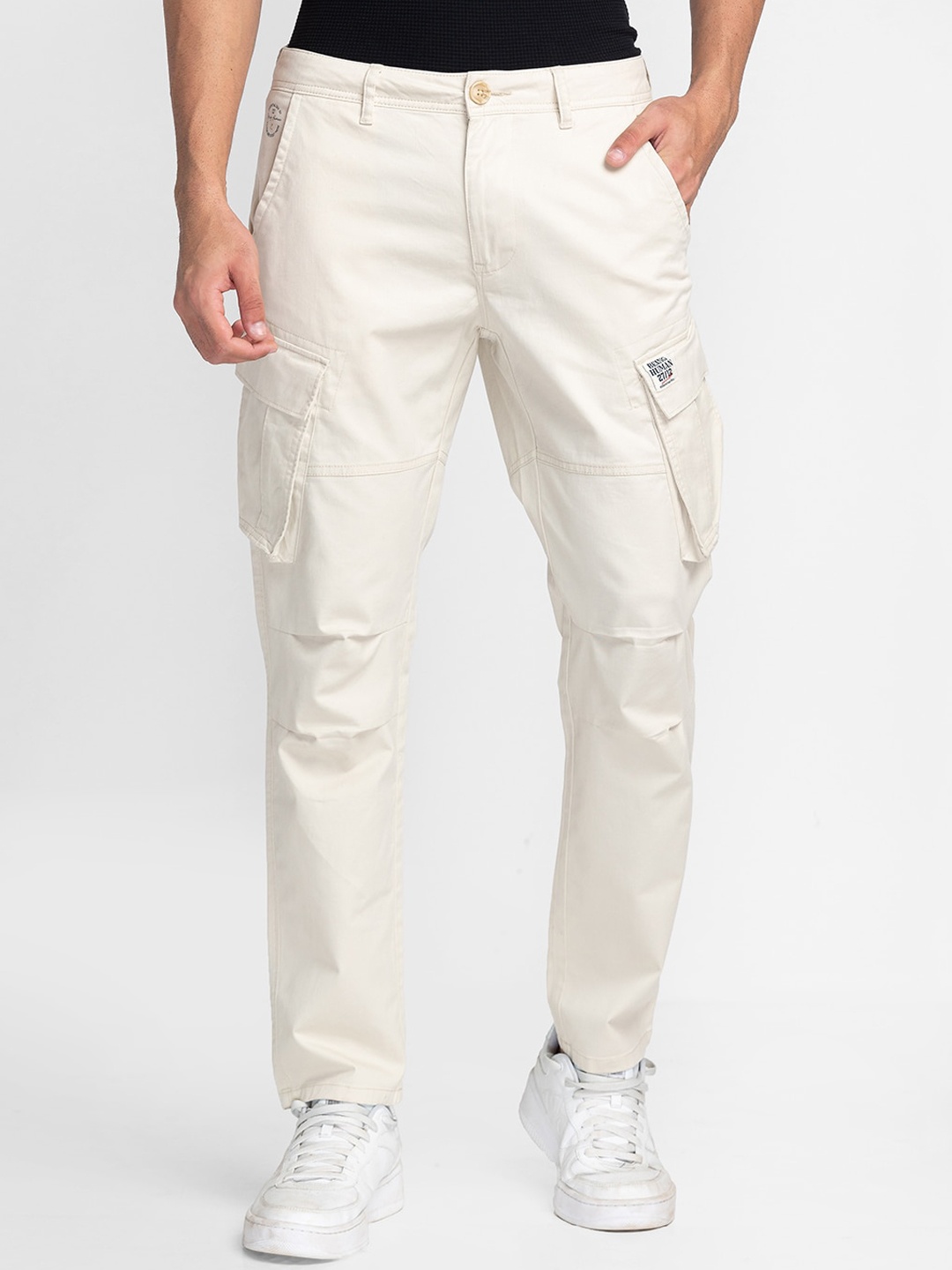 

Being Human Men Slim Fit Cotton Cargos Trousers, Grey