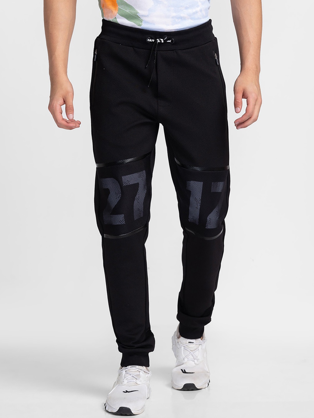 

Being Human Men Printed Cotton Regular Fit Joggers, Black